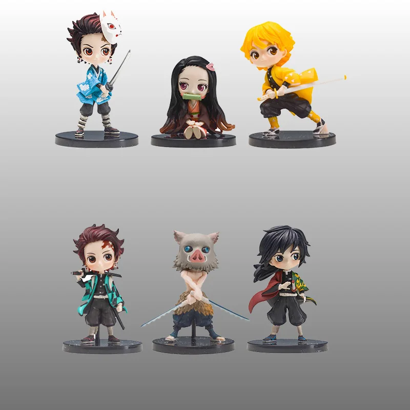 

Demon Slayer Kimetsu no Yaiba Q Posket Petit Kamado Tanjirou Nezuko Mini PVC Figures Toys 6pcs/set