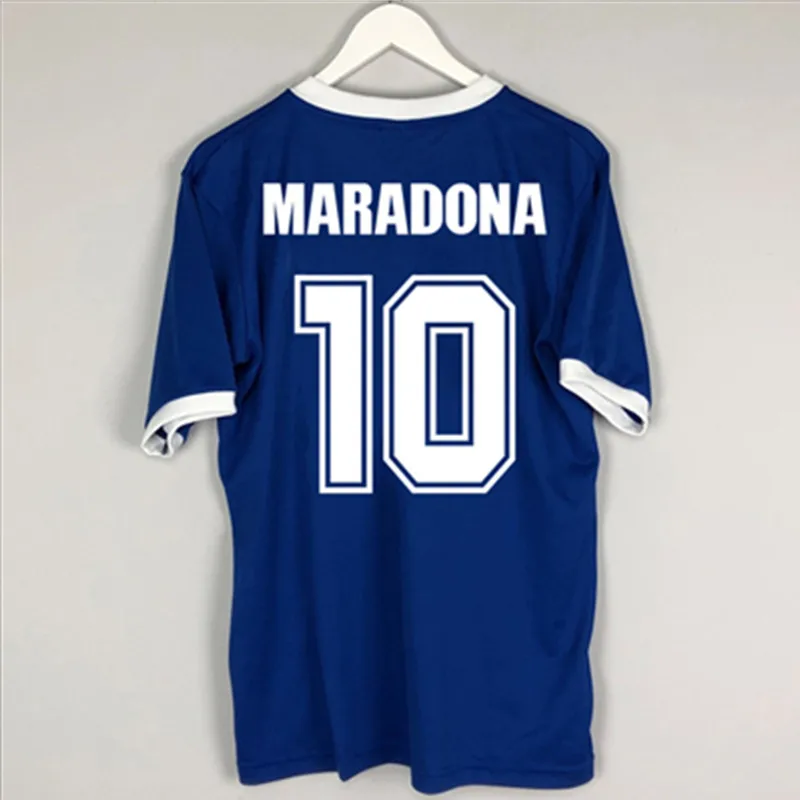 Винтажная классическая синяя футболка MARADONA 10 1986|Майки для велоспорта| |