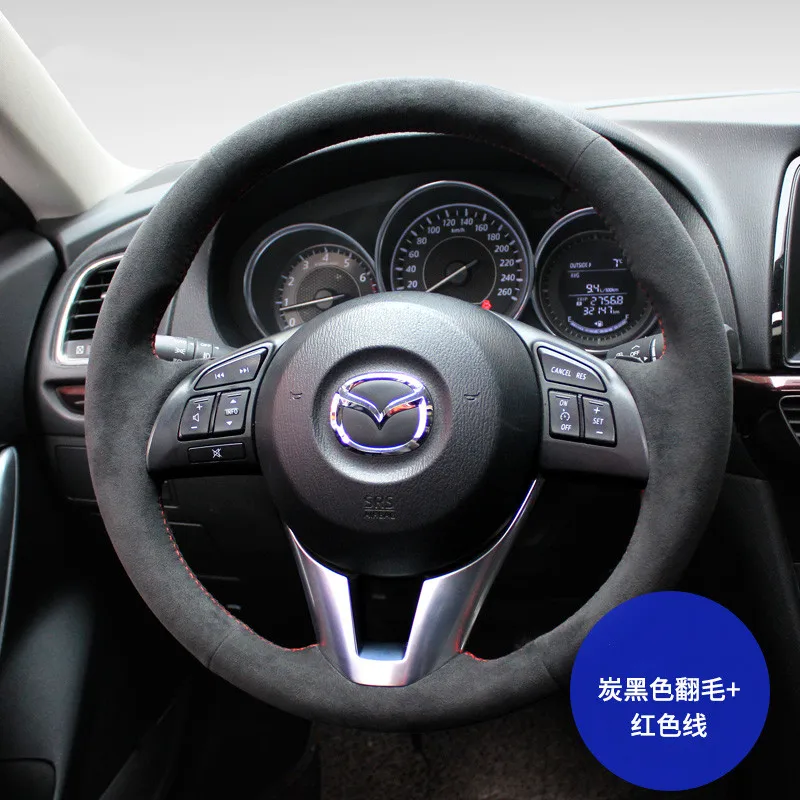 

DIY hand-stitched steering wheel cover fit for Mazda 3/5/6 Atez Angsai cx-30 CX-5 CX-4 CX-7 leather grip cover