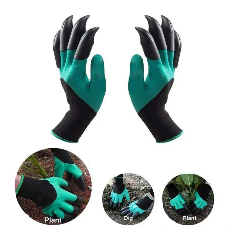 

4/8 Hand Claw ABS Plastic Garden Rubber Gloves Gardening Digging Planting Durable Waterproof Work Glove Outdoor Gadgets 2 Style