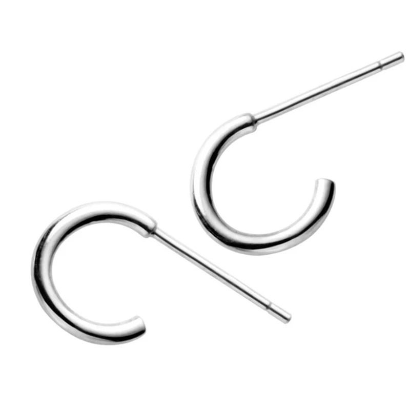 

Minimalist Chic 925 Sterling Silver Small Stud Earrings For Woman sterling-silver-jewelry Geometric Curved Earring Bijoux