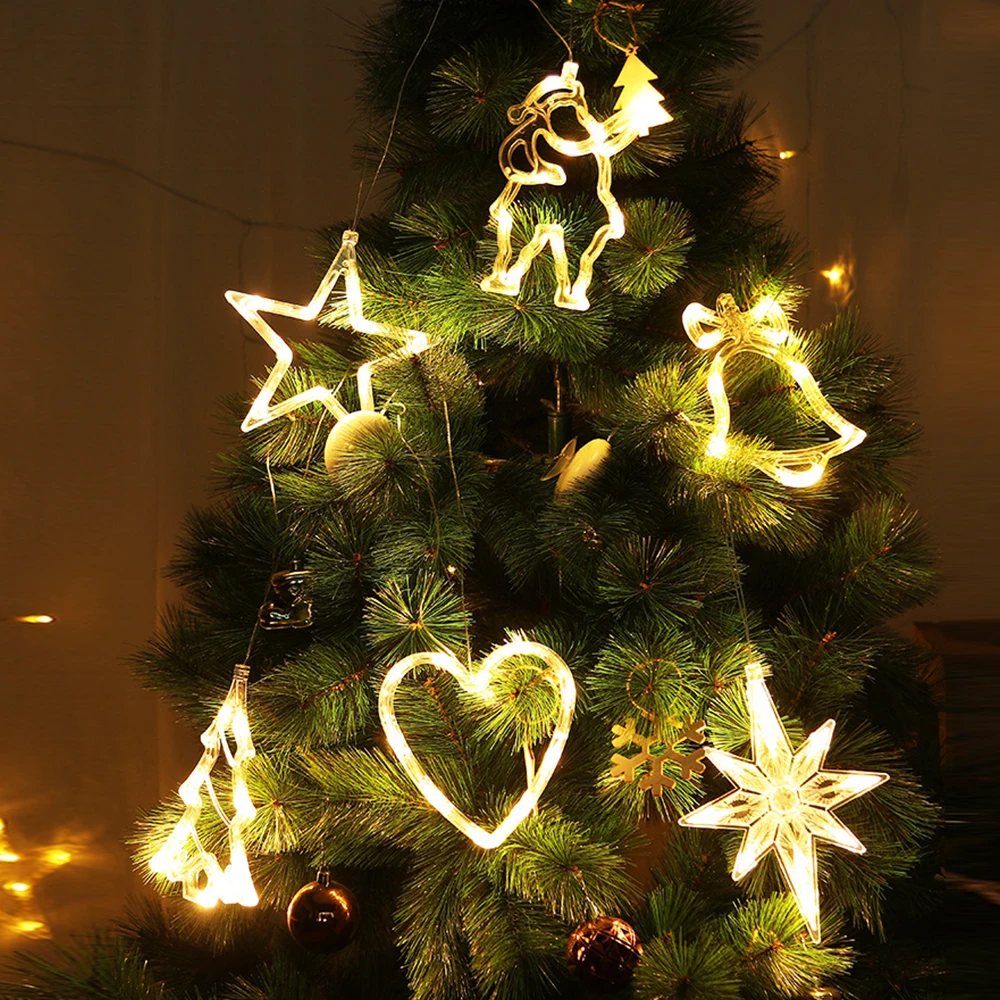 Рождественская елка снеговик Звездный колокол ангельские огни питание от