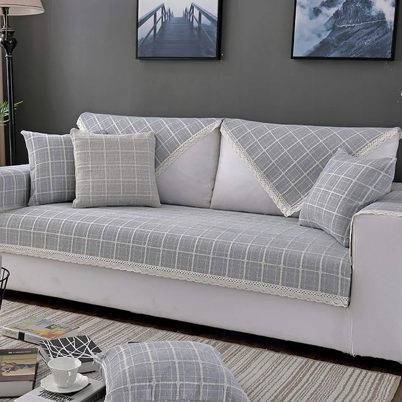 Тканый Хлопковый чехол для дивана силиконовый нескользящий детский коврик