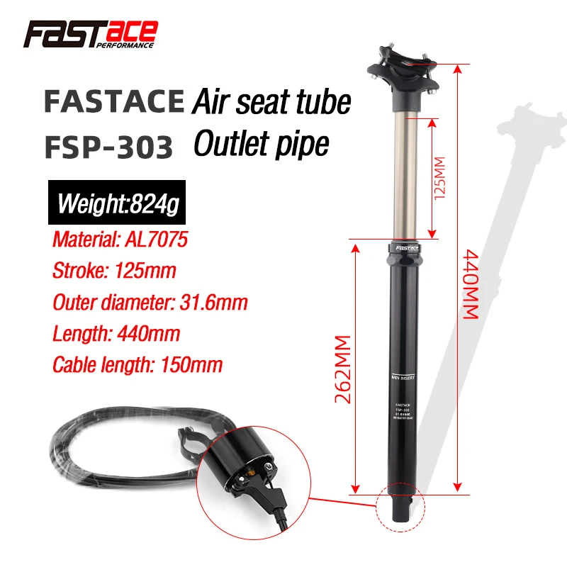 

Fastace mountain bike pneumatic oil pressure lifting Wire control telescopic seat tube 31.6/30.9mm bicycle seatpost Accessories