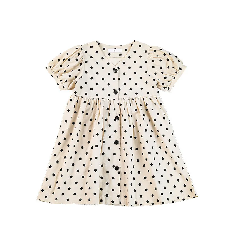 

Rlyaeiz Parent Child Dress Baby Girls Mom Summer Dress Family Outfits Mini Dot Cotton Single Breasted Dress Mother Daught