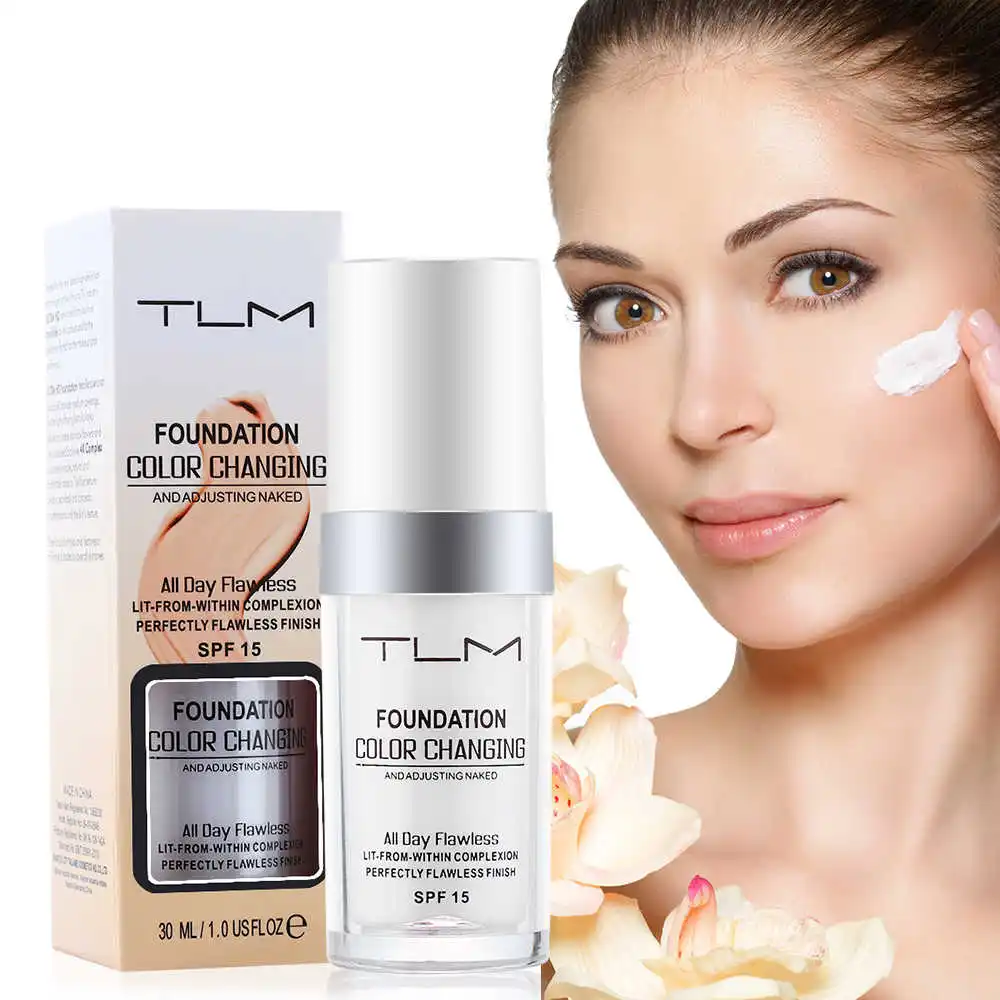 

TLM Magic Color Changing Foundation Oil-Control Face Cover Concealer Makeup Liquid 30ml Hydrating Long Lasting Tone Foundation