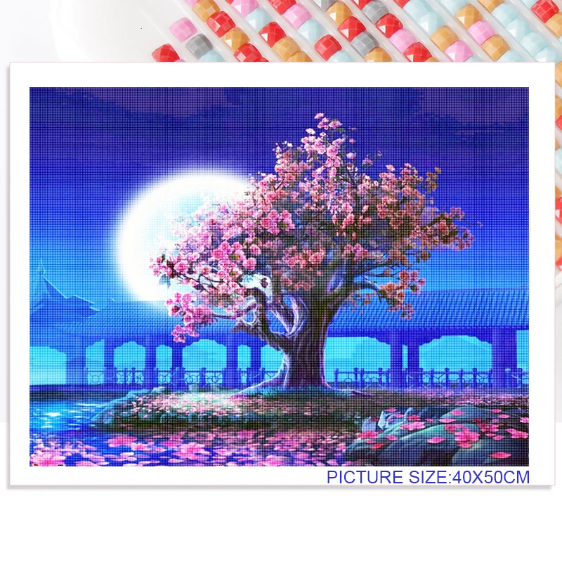 

Colorful Purple Tree Landscape Diamond Painting Square Diamond Round Diamond Decoration Painting Home Bedroom Handmade Lovers