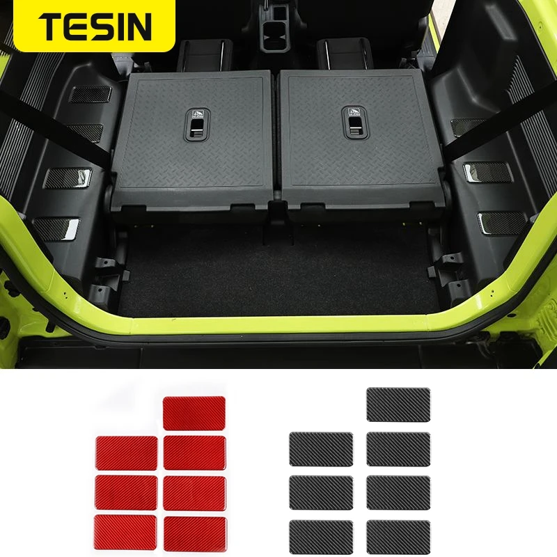 

Наклейки TESIN из углеродного волокна для Suzuki Jimny, задний ряд автомобиля, обе стороны, декоративный чехол, аксессуары для Suzuki Jimny 2019 2020