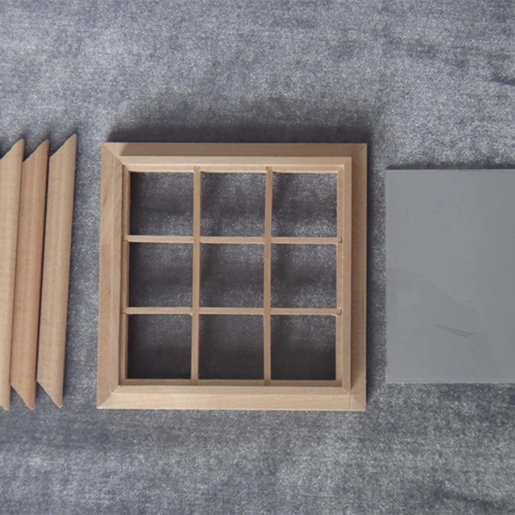 Квадратная деревянная модель окна миниатюрный аксессуар сделай сам для