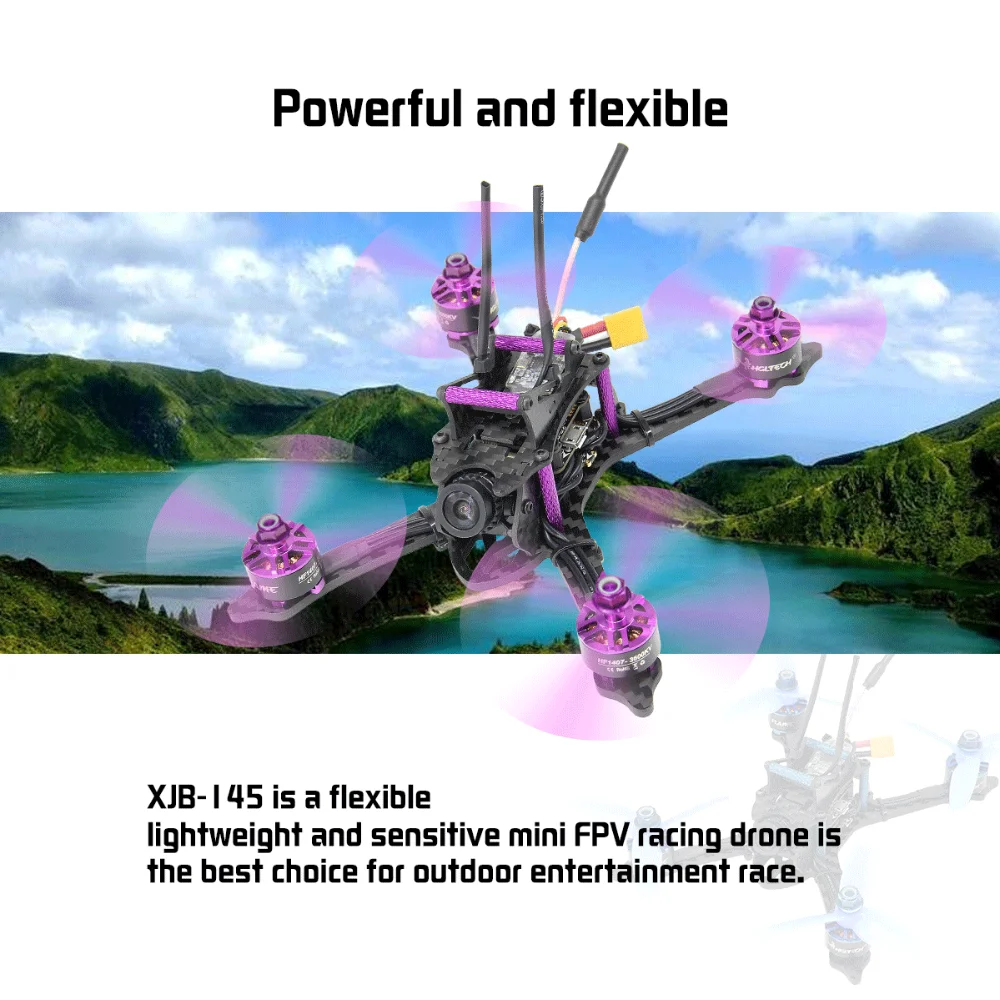 HGLRC XJB145 FPV BNF гоночный Дрон 145 мм комплект из углеродного волокна для рамы OSD F4 Контроллер полета 1407 3600KV бесщеточный двигатель 28A 4в1 ESC