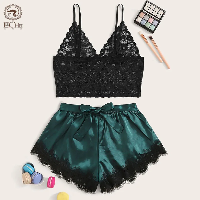 

Новинка, модное черное кружевное женское нижнее белье LEECHEE с цветочным бантом, гладкое соблазнительное популярное Прозрачное нижнее белье ...