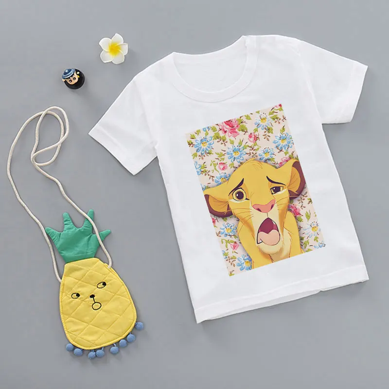 Детский топ с изображением короля льва милая Повседневная футболка рисунком для