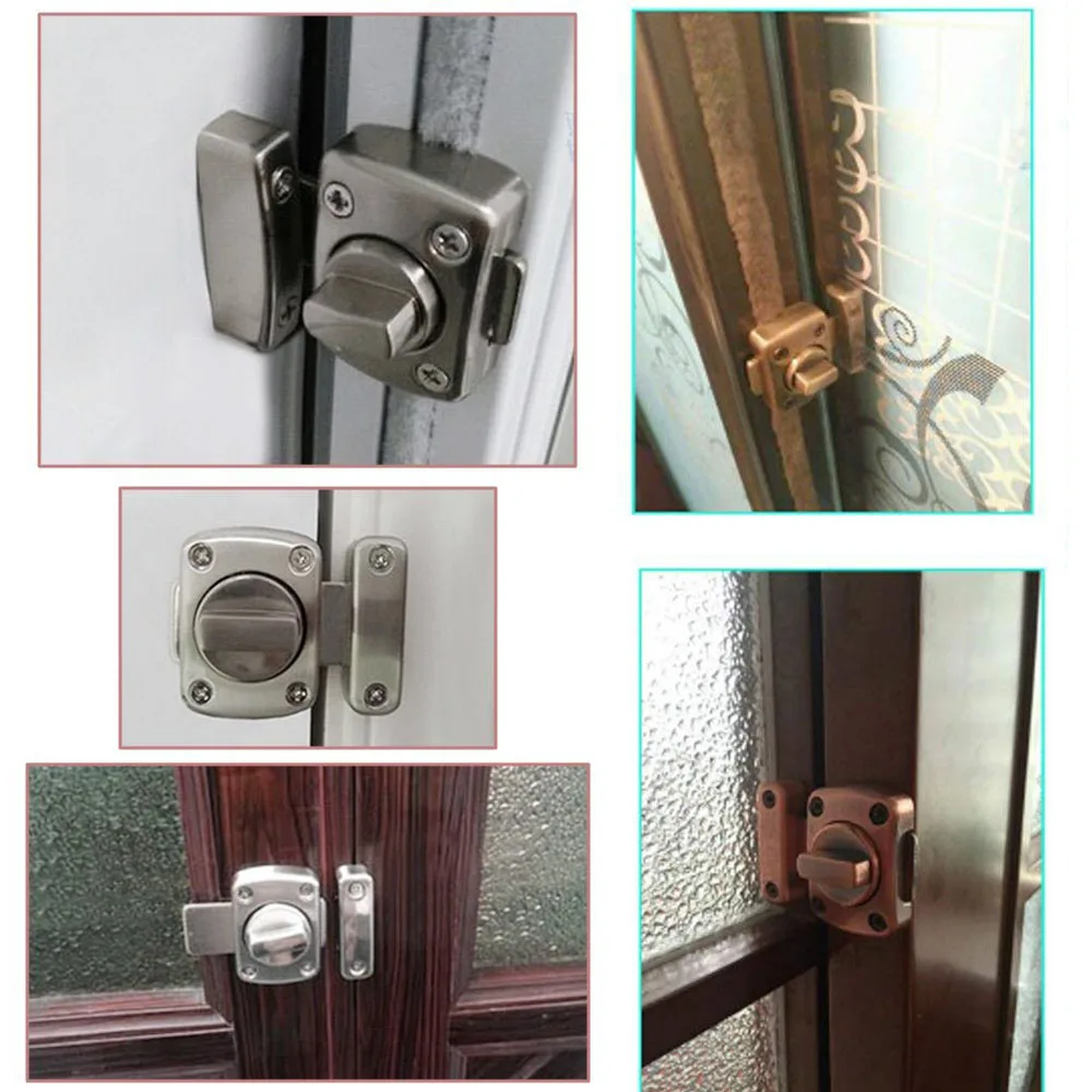 Safety Door Latches Solid Rotate Bolt Latch Gate Latches/Lock for Pet Cabinet Furniture Window Bathroom Brushed Finish |