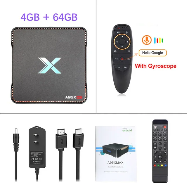 ТВ приставка Android A95X MAX 4G 64GB Android 8,1 ТВ приставка Amlogic S905X2 2,4G& 5G двойной Wifi BT 4,2 1000M медиаплеер Топ Смарт ТВ приставка - Цвет: 4GB 64GB G10 Gyro