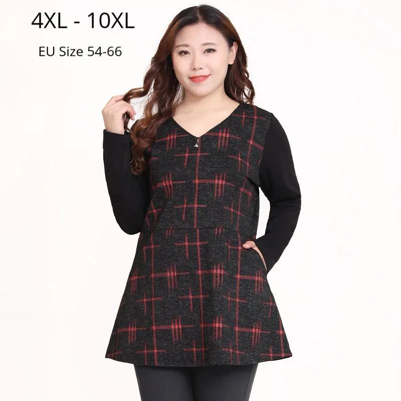 Большие размеры 10XL 8XL 6XL 4XL Российские 54 58 62 66 женские весенние Футболки с длинным