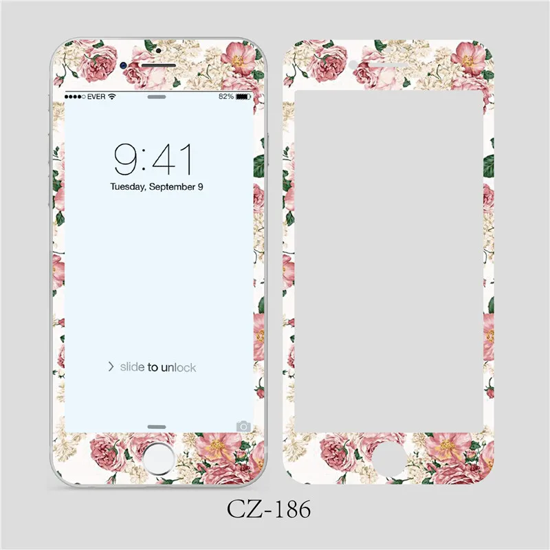Милое закаленное стекло с цветочным узором для iPhone 8 7 6 6S plus 3D мягкая передняя защита экрана пленка полноэкранное стекло
