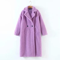 autumn winter women purple teddy coat stylish female thick warm cashmere jacket casual girls streetwear
