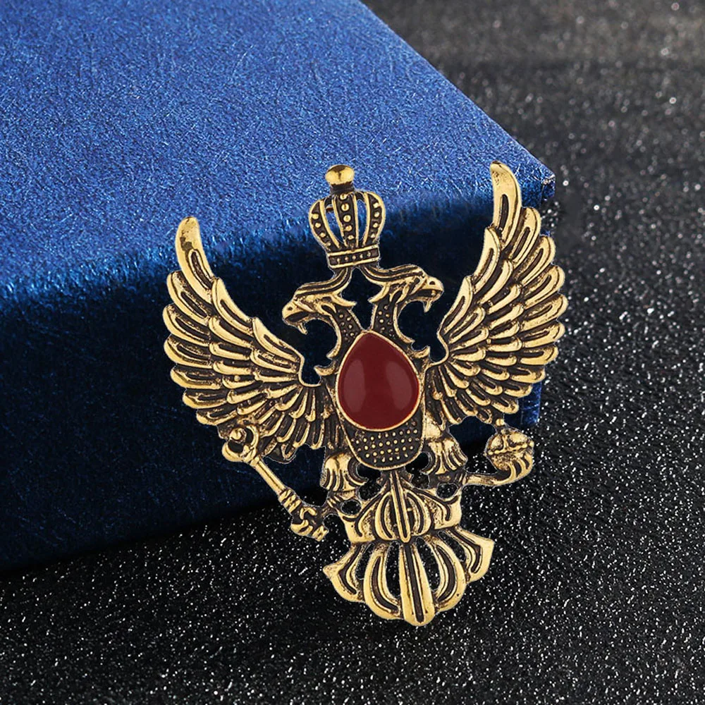 Retro Wing Metal Brooches Pins Double-headed Eagle Badge Brooch Scarf Suit Clothes Buckles Men Accessories Gifts | Украшения и