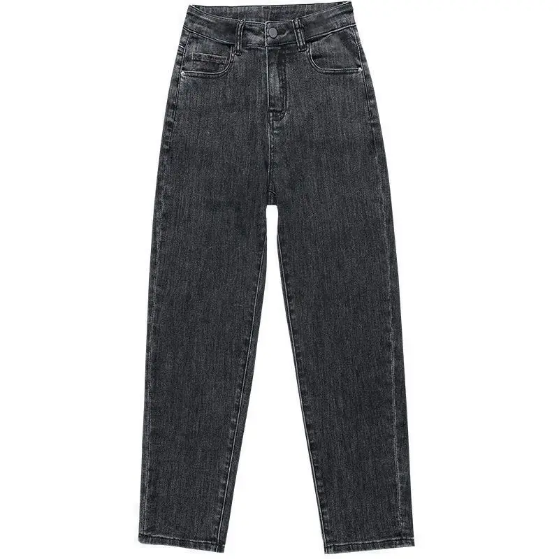 

Джинсы женские Стрейчевые с высокой талией, свободные прямые брюки-султанки в стиле кэжуал, акварельные однотонные штаны для девушек, весна...