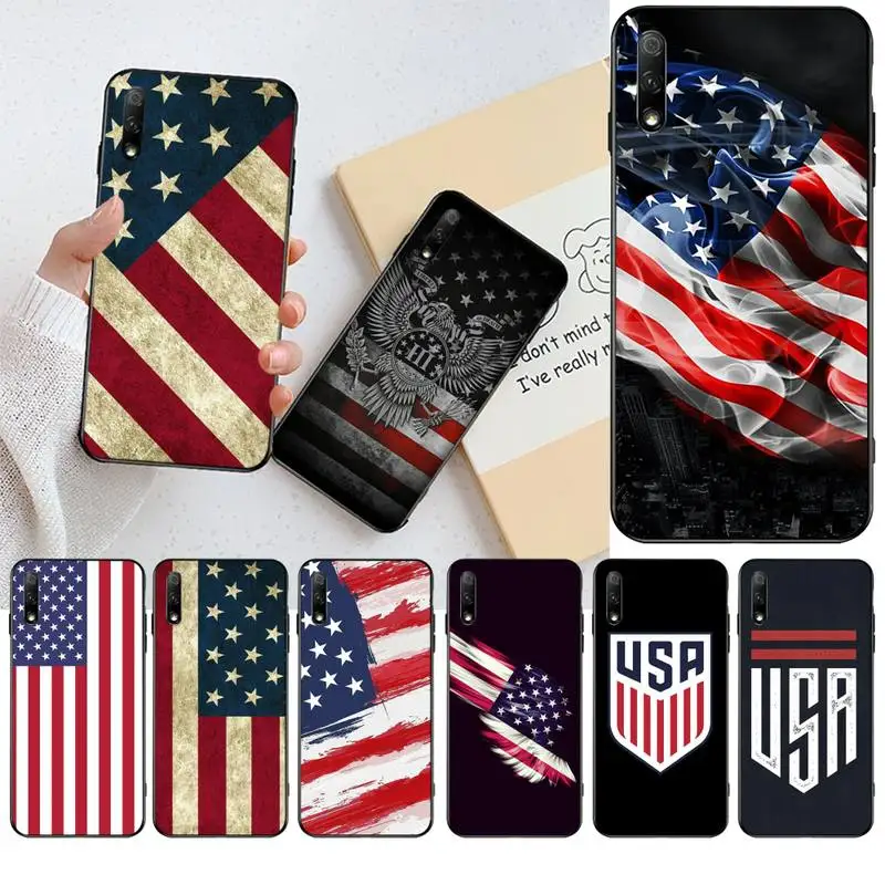 Мягкий силиконовый чехол из ТПУ с флагом США для Huawei Honor 30 20 10 9 8 8x 8c v30 Lite view