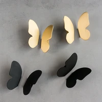 nordic brass butterfly handle wardrobe cupboard pulls shoe cabinet door handle free punching handle luxurious home decoration