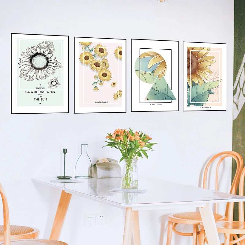 

Подсолнухи, настенные наклейки для гостиной, детской, спальни, настенные наклейки, украшение для дома, художественные фрески