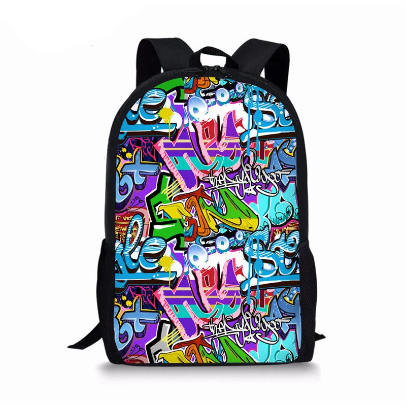 Рюкзак с граффити на заказ, школьный ранец для девочек и мальчиков-подростков, школьная сумка с мультяшным принтом