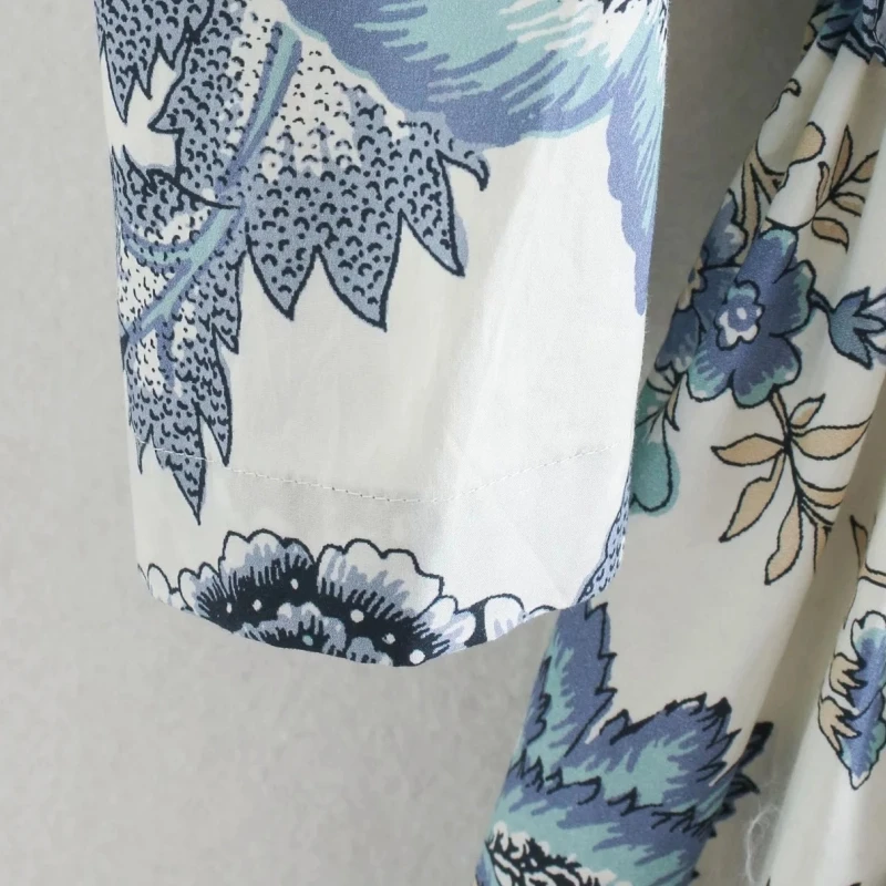 

Women Flower Printing Three Quarter Sleeve Dress Casual Female Square Collar Loose Clothes Lady Vestido D6380