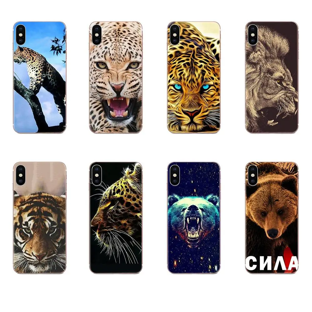 Тонкий термополиуретановый силиконовый чехол &quotВолк тигр Лев Леопард медведь