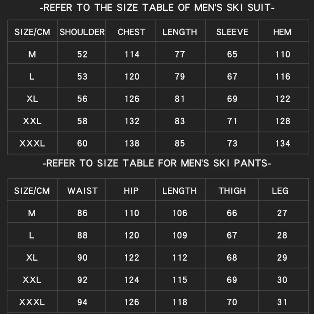 

Ski Suit Men Winter Warm Windproof Waterproof Outdoor Sports Snow Ski Jackets and Pants Hot Ski Equipment Snowboard Jacket Male