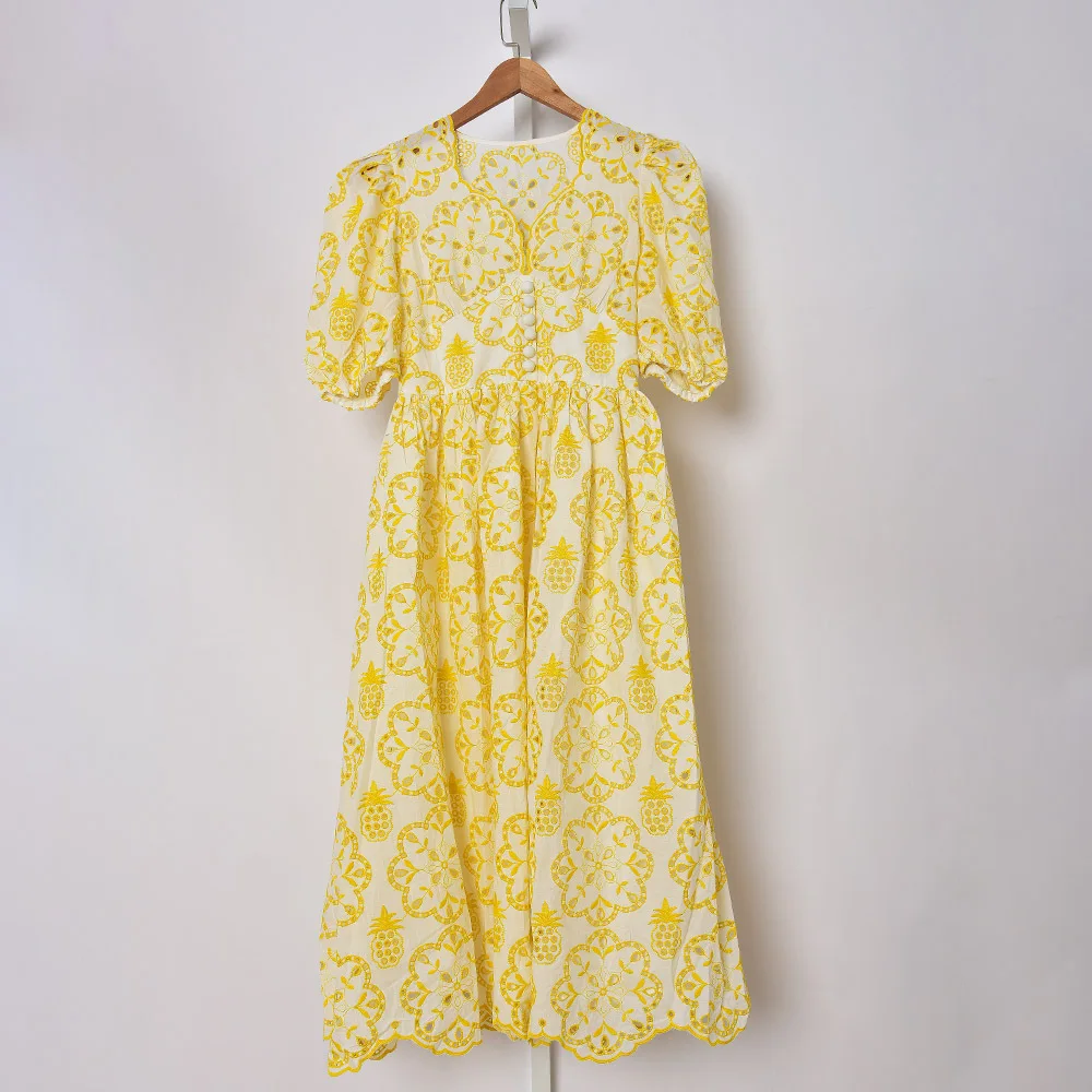 Женское платье миди с V образным вырезом и завышенной талией|Женские платья| |