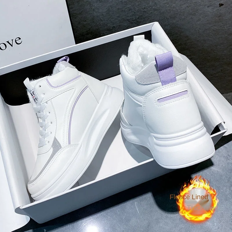 

Autumn Winter Women's Shoes Ankle Boots Plus Velvet Warm High Platform Sneakers Women Short Boots Plush Cold-proof Cotton Shoes