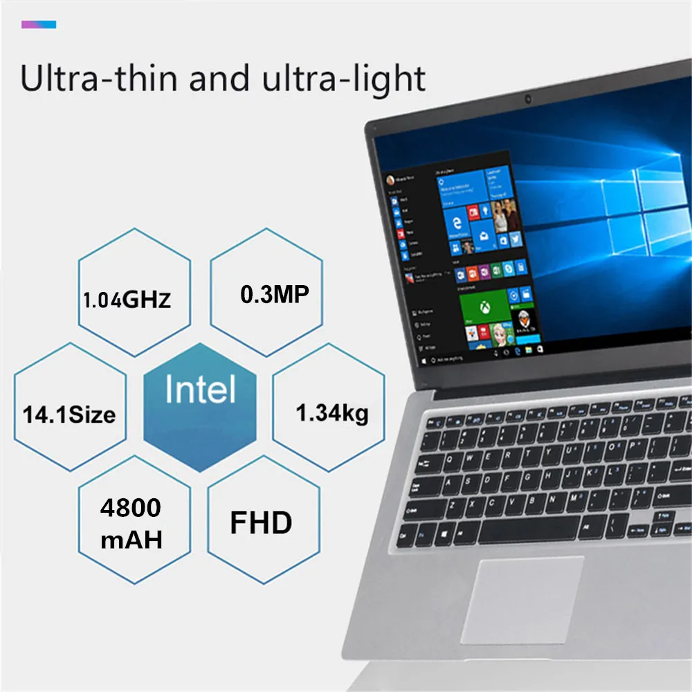 14 1 дюймовый студенческий ноутбук 6 ГБ ОЗУ 64 Гб ПЗУ для Intel Celeron N3350 Windows 10 Pro
