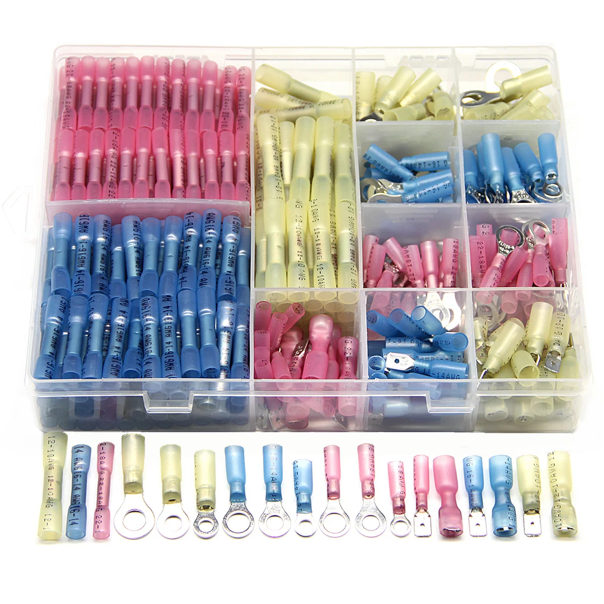 

510PCS Assortment Ring Butt Spade Heat Shrink Wire Connectors Waterproof Marine Automotive Electrical Insulated Crimp Terminals