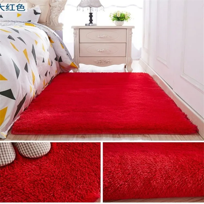 

Nordic Fluffy Carpet Rugs For Bedroom/Living Room Rectangle Large Size Plush Anti-Slip Soft Carpet White Pink Red 12 Colors