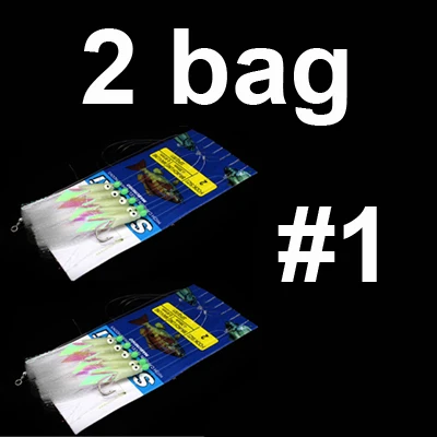 2 sets size 1 2 мешка = 10 шт. Сабики установки Мягкие светящиеся перья скумбрии бас трески приманки струнные крючки соленая вода искусственная приманка для рыбалки 5 размер - Цвет: 2 sets size 1