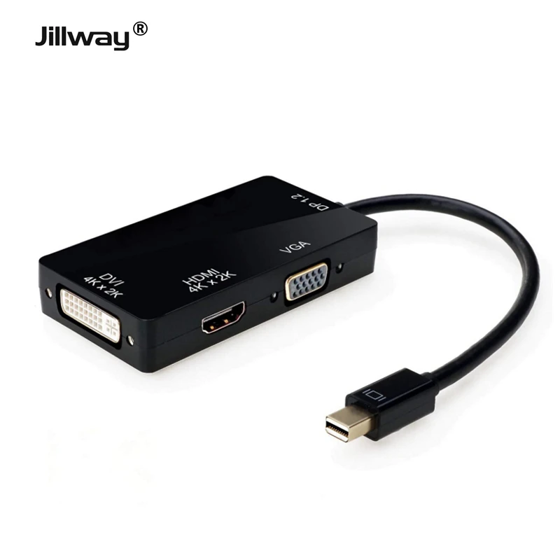 Адаптер Jillway Mini для порта дисплея HDMI VGA DVI 4K DP 3 в 1 коннектор конвертер видеодисплея