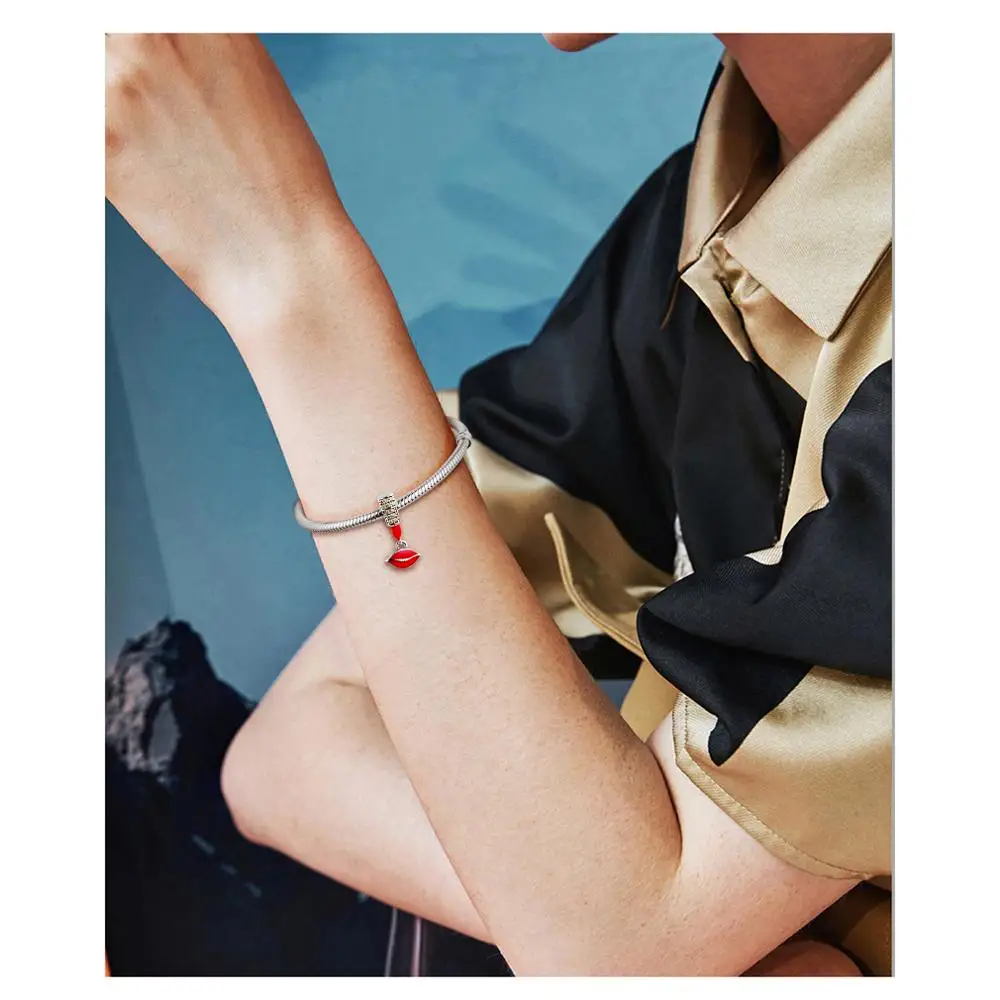 

Fits for Pandora Charms Bracelets Glamour Love Kiss Beads 100% 925 Sterling-Silver-Jewelry Free Shipping