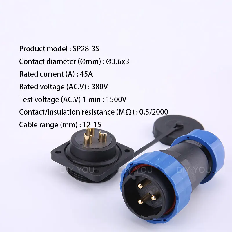 SP28 IP68 квадратный фланцевый кабель Водонепроницаемый авиационный разъем