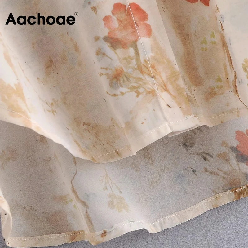 

Aachoae Chic Floral Print Chiffon Blouse Women Long Sleeve Elegant Shirt Female Turn Down Collar Office Ladies Tops Blusas