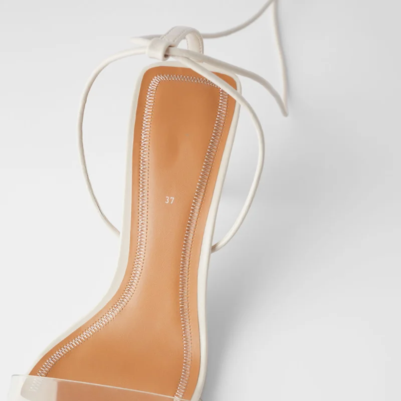 2021 женские босоножки на каждый день ПВХ Прозрачные высокие каблуки туфли Ремешок