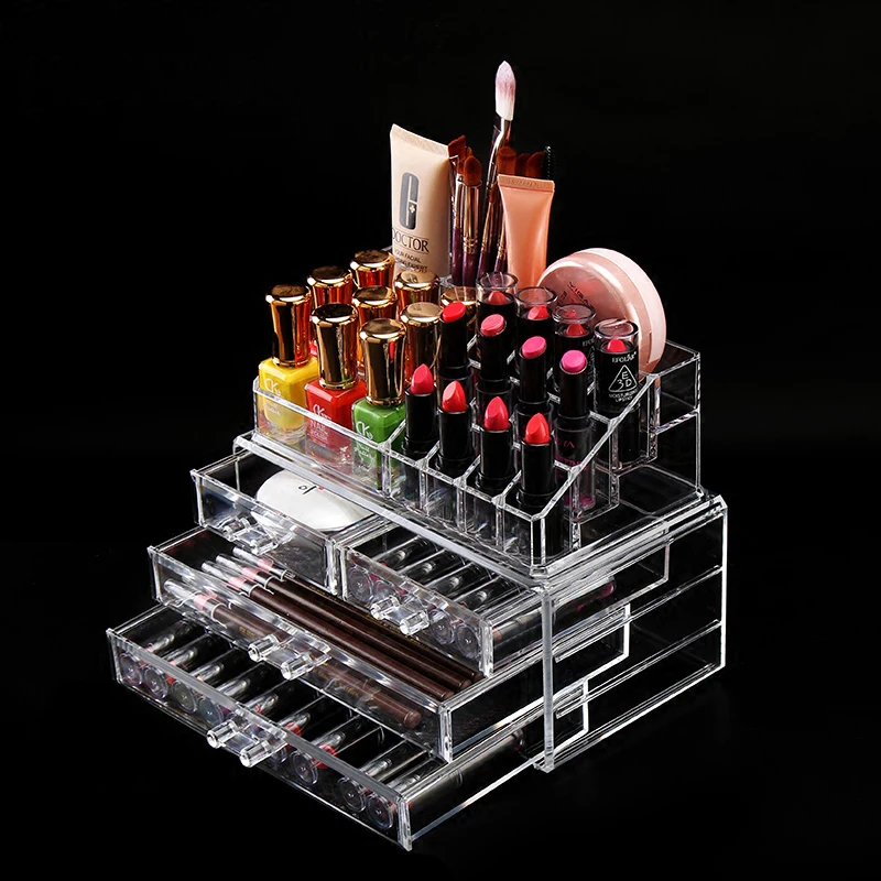 Женская акриловая прозрачная коробка для хранения косметики ящик кистей макияжа