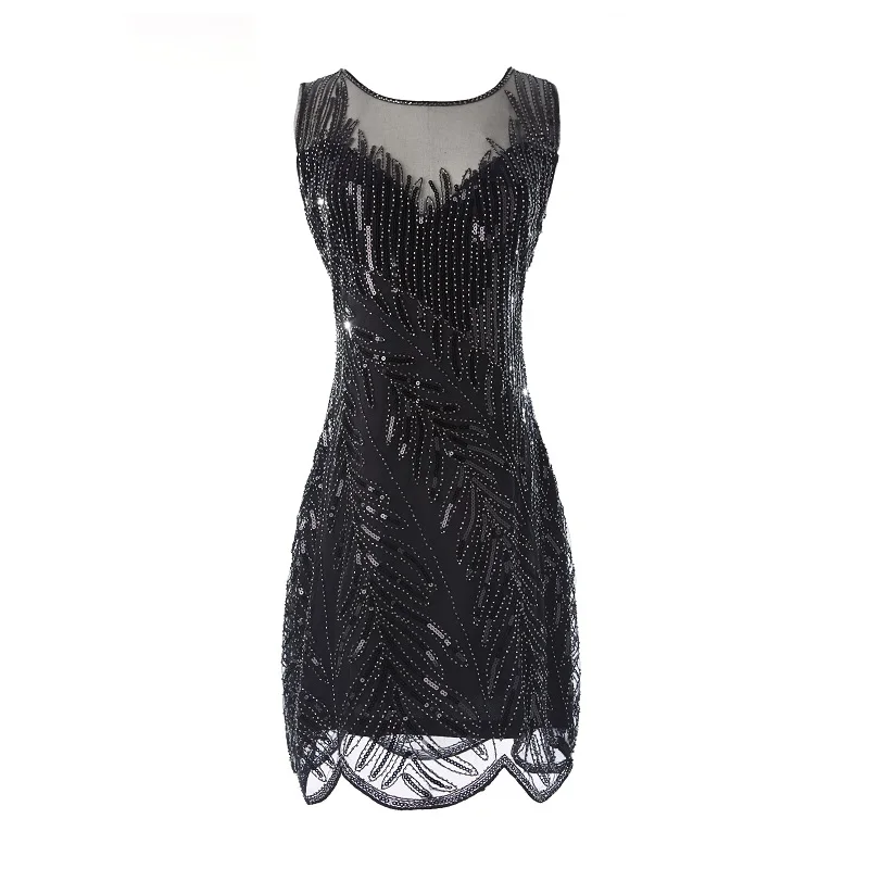 Для женщин 1920s Короткие Выпускные платья с v образным вырезом в стиле блестками из