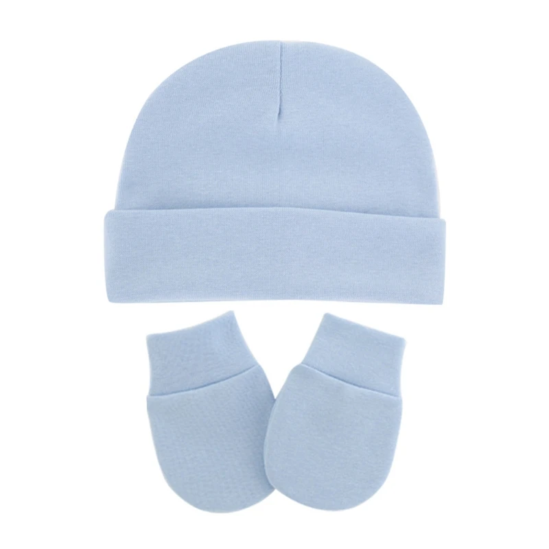 

Baby Infants Anti Scratching Cotton Gloves+Hat Set Newborn Mittens Warm Cap Kit