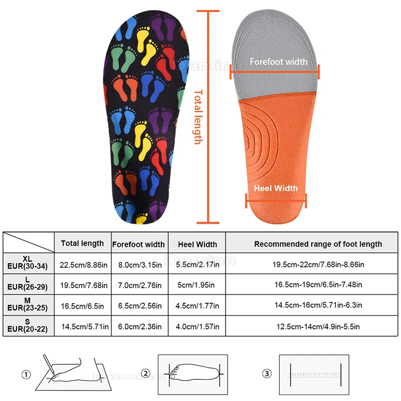 

Demine 3D Children Insole Flat Foot Arch Support Orthopedic Insoles Orthotic Shoes Sole XO-Legs Corrector Kids Inserts Shoe Pad