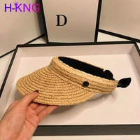 2021 summer woman sun hats anti uv female outdoor visor caps hand made straw cap casual shade hat empty top hat beach cap