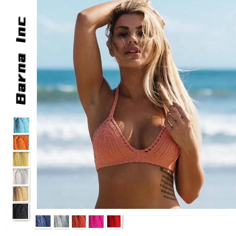 2020 сексуальный пляжный вязаный Бралетт короткий топ в стиле бохо летняя блузка с