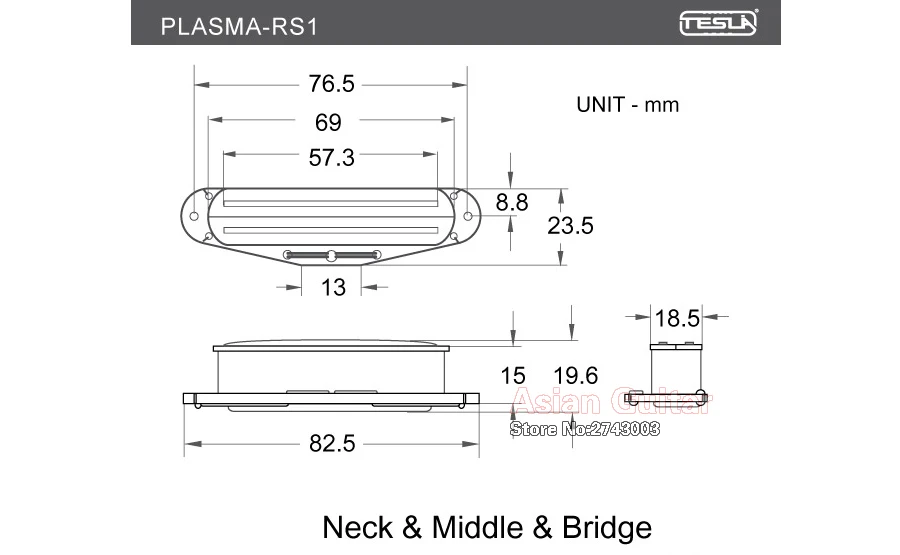 Tesla пикап PLASMA-RS1 керамический звукосниматель черный Цвет двойной катушкой