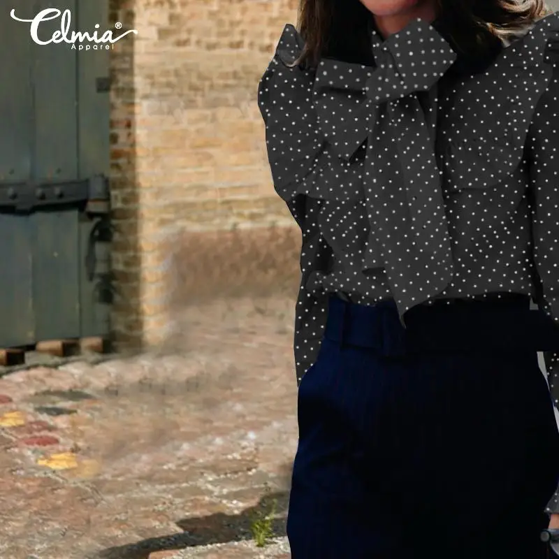 2021 модная женская блузка Celmia с длинным рукавом элегантные рубашки оборками