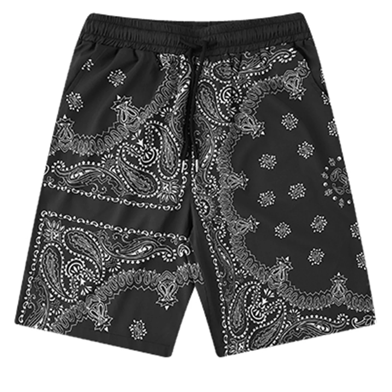 

2021 Summer Casual Short Oversized Hip Hop Cargo Shorts Mens Cashew Flowers Print Shorts Streetwear Joggers Pockets Baggy Pants